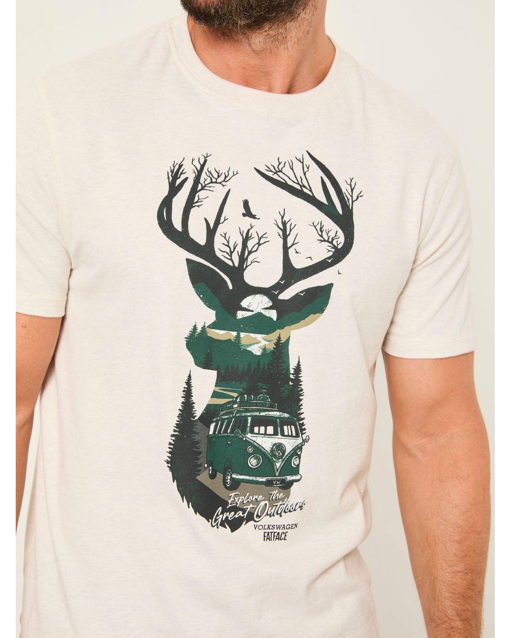 FatFace White Vw Stag Tshirt for men