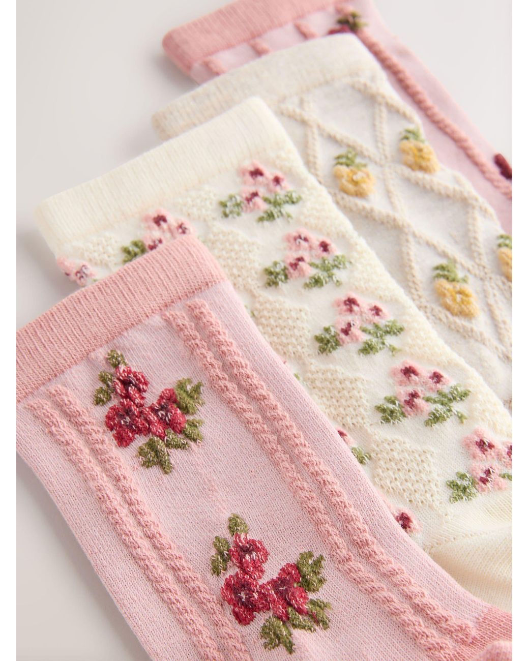 Next Pink Textured Ankle Socks 4 Pack