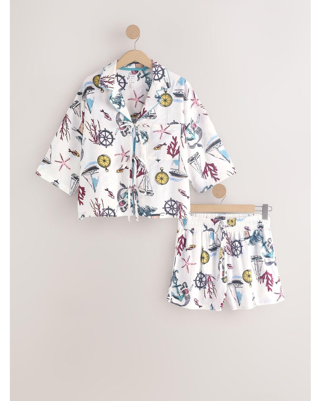 Next White Tie Front Short Pyjamas Set