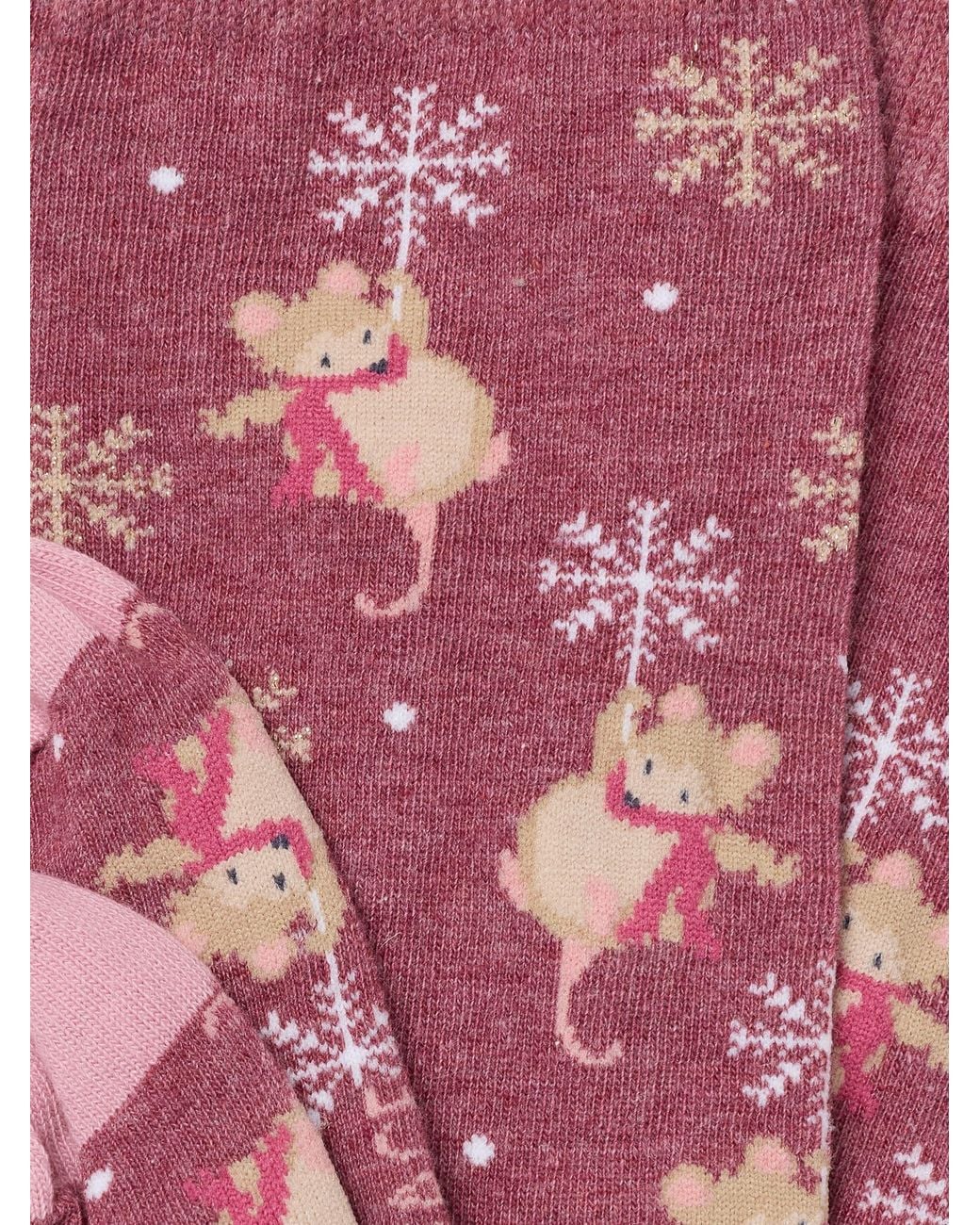 FatFace Pink Fatface Berry Christmas Mouse Socks