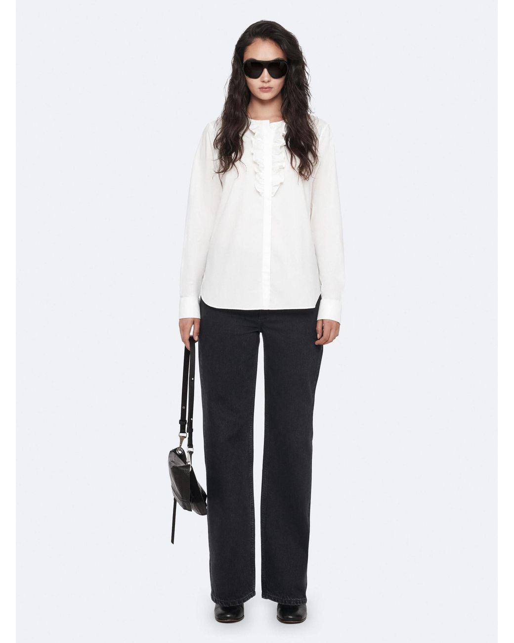 AllSaints White Allsaints Amara Ruffle Blouse