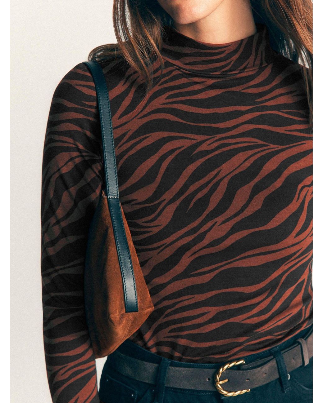 Boden Brown High Neck Jersey Top