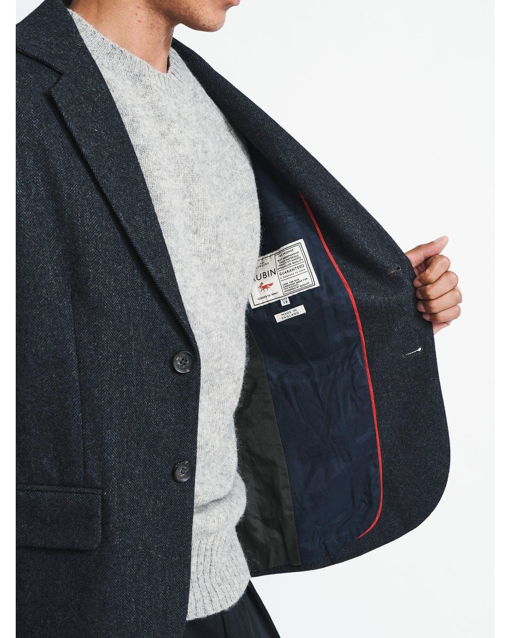 aubi Blue Wellington Wool Blazer for men