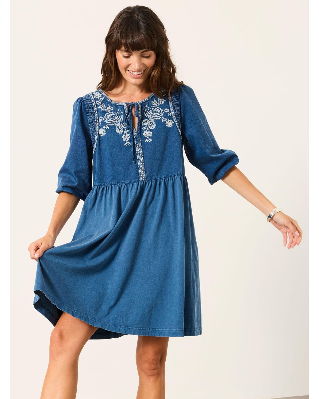FatFace Blue Fatface Cassie Detail Dress