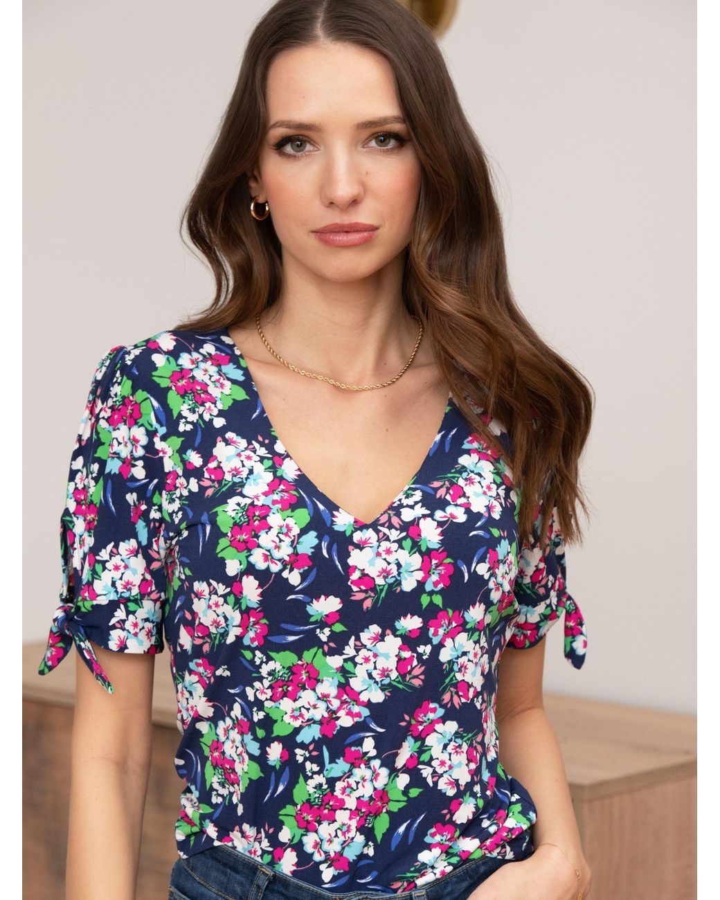 Pour Moi Blue Bella V-Neck Blouse