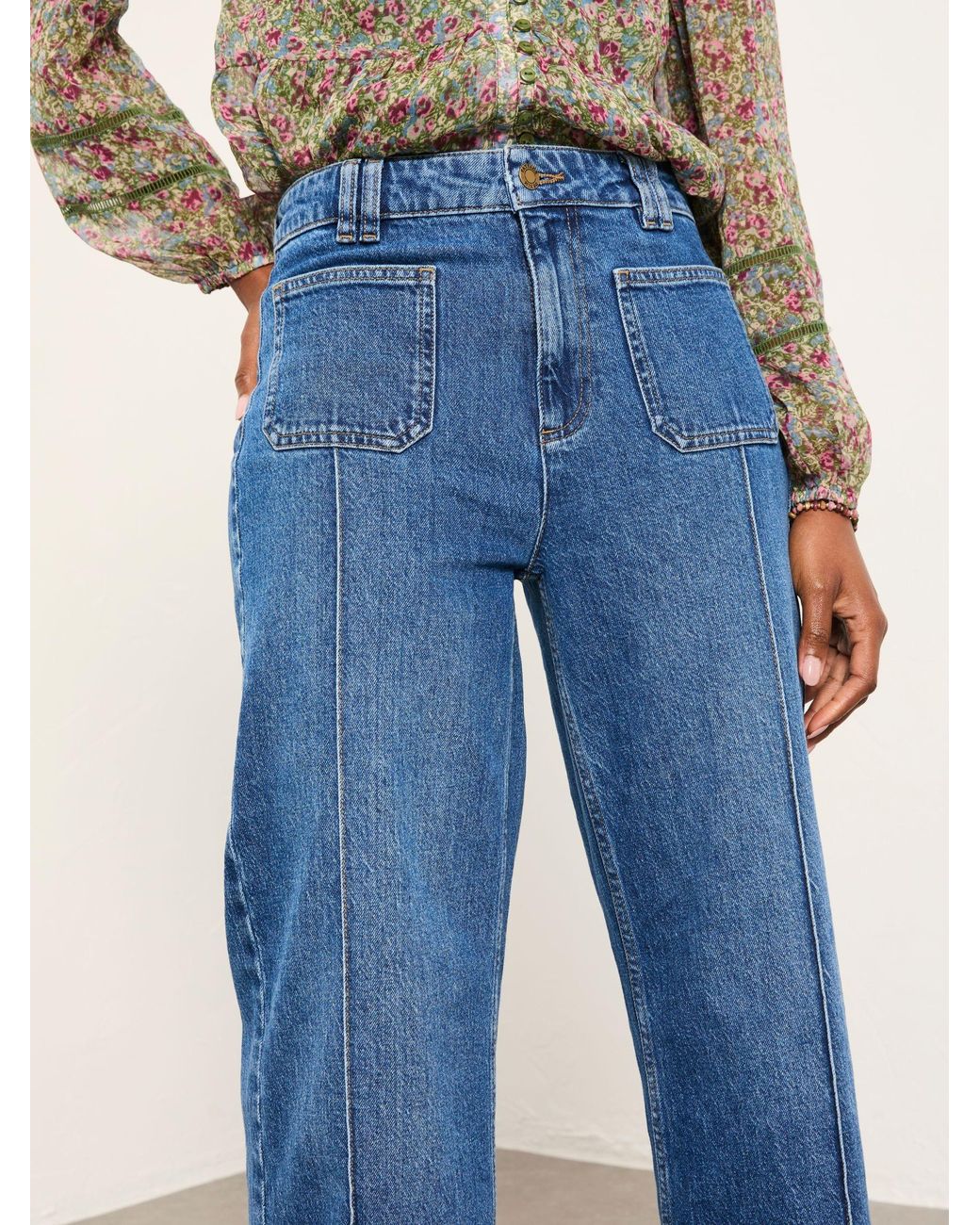 FatFace Blue Patch Pocket Flare Jeans