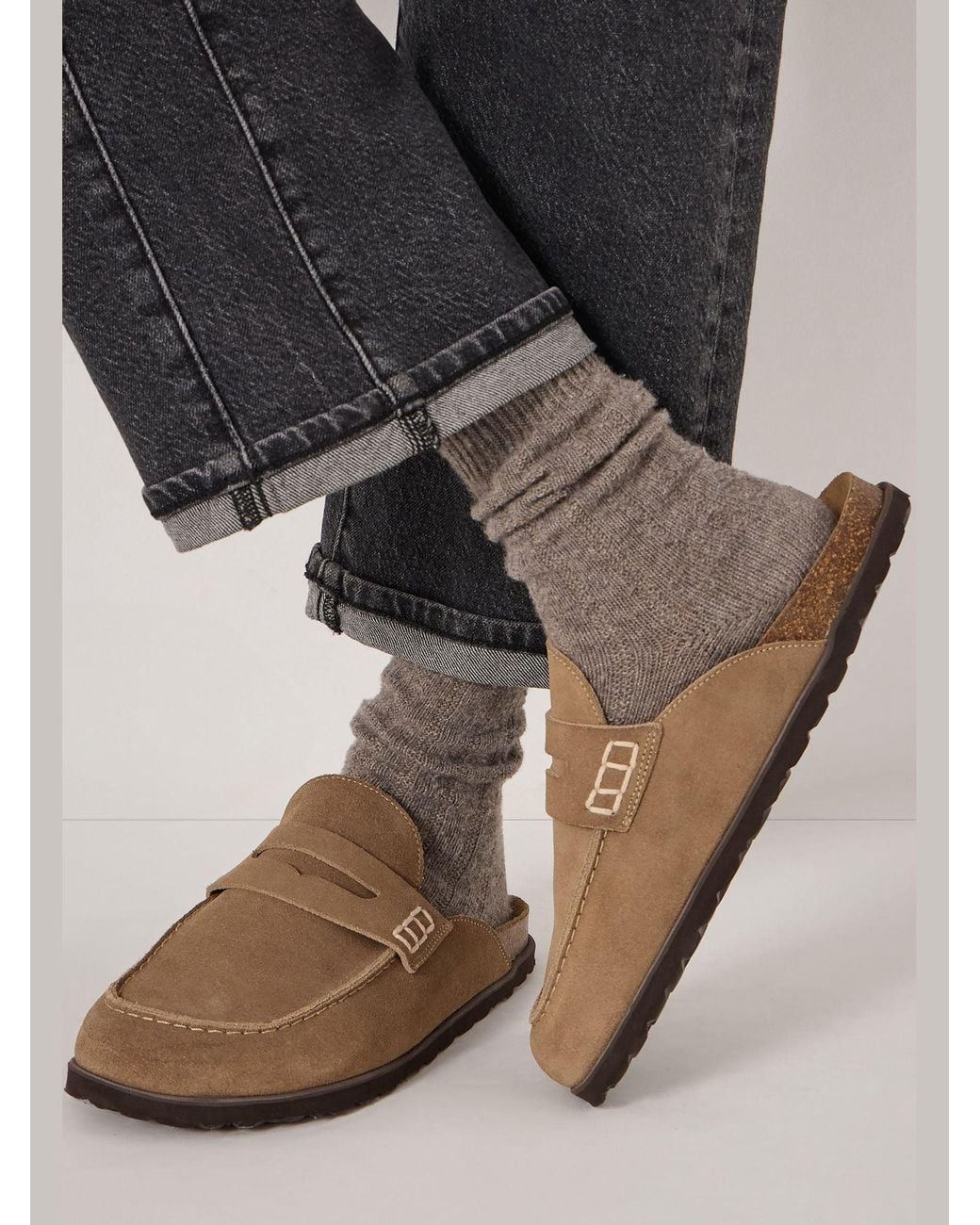 Hush Brown Rune Suede Padded Mules