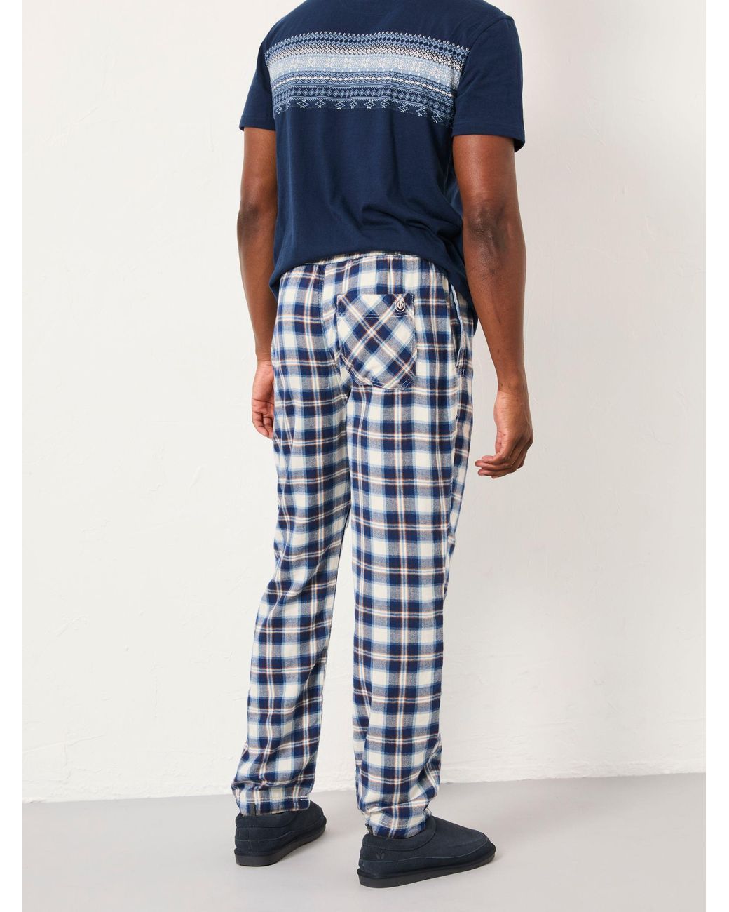FatFace Blue Boray Check Pyjama Bottoms for men