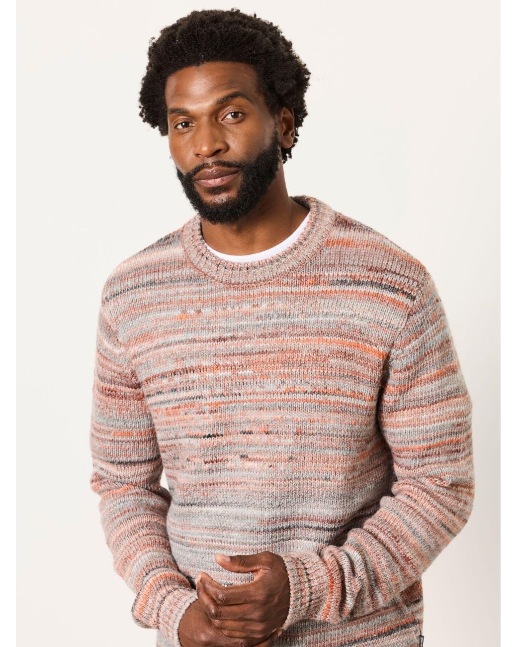 FatFace Natural Ombre Crew Neck Knitted Jumper for men