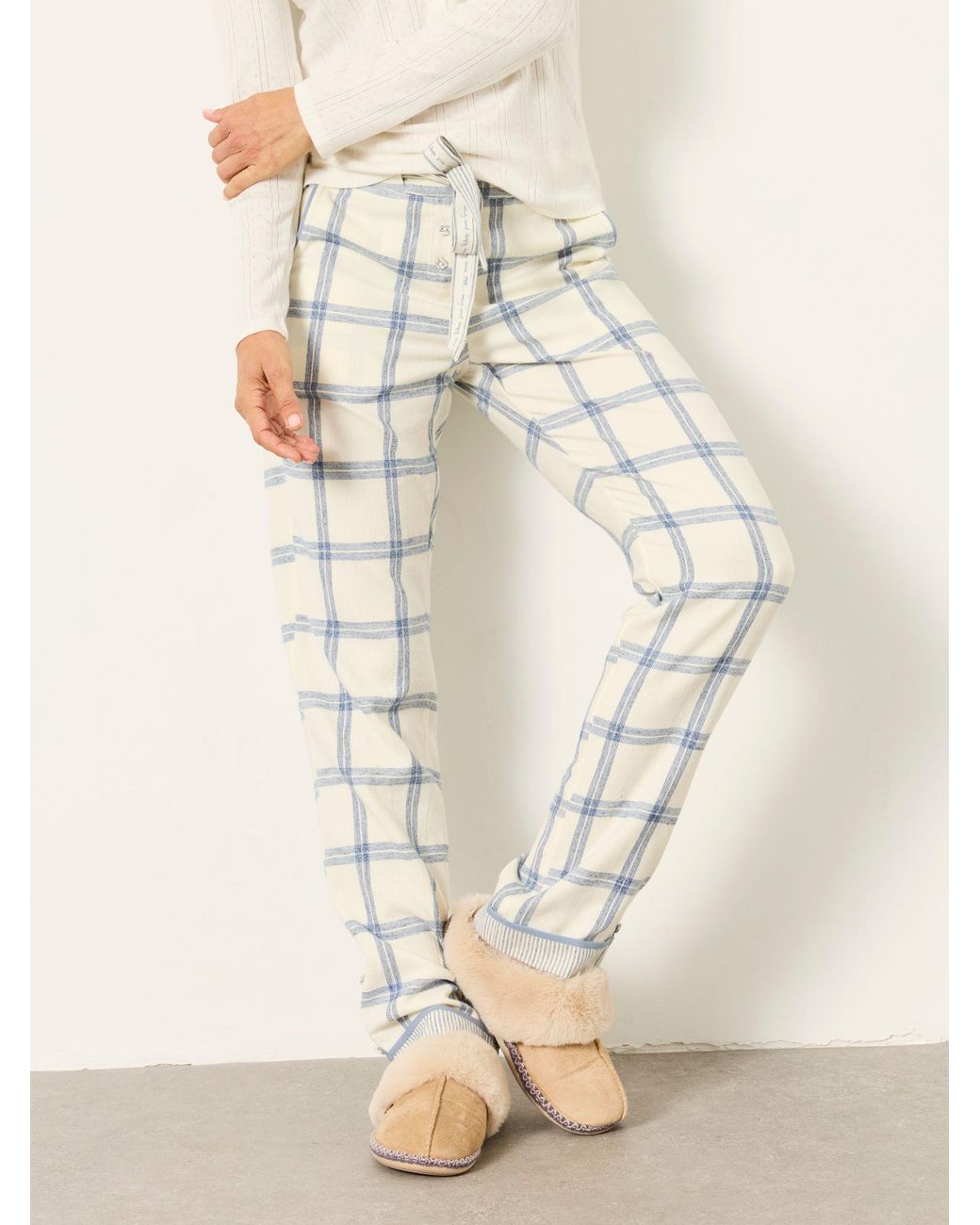 FatFace Natural Eva Windowpane Check Pyjama Bottoms