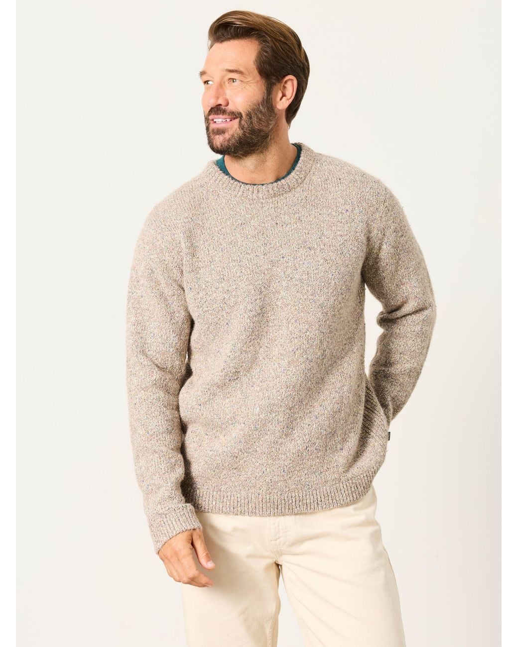 FatFace Brown Milport Knitted Crew Neck Jumper for men