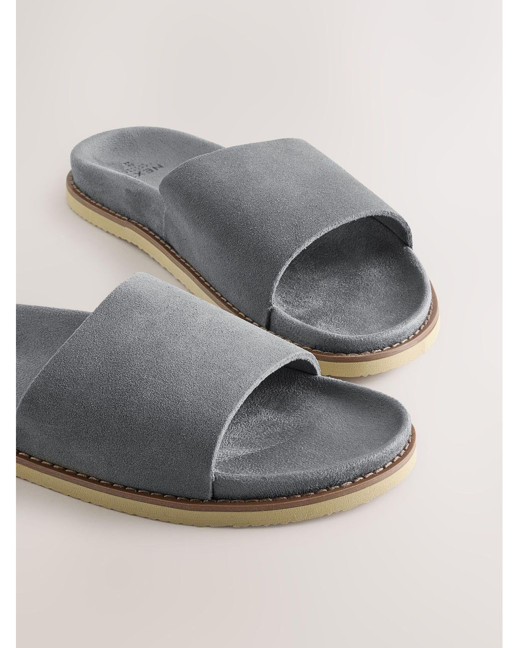 Next Gray Smart Suede Sliders for men