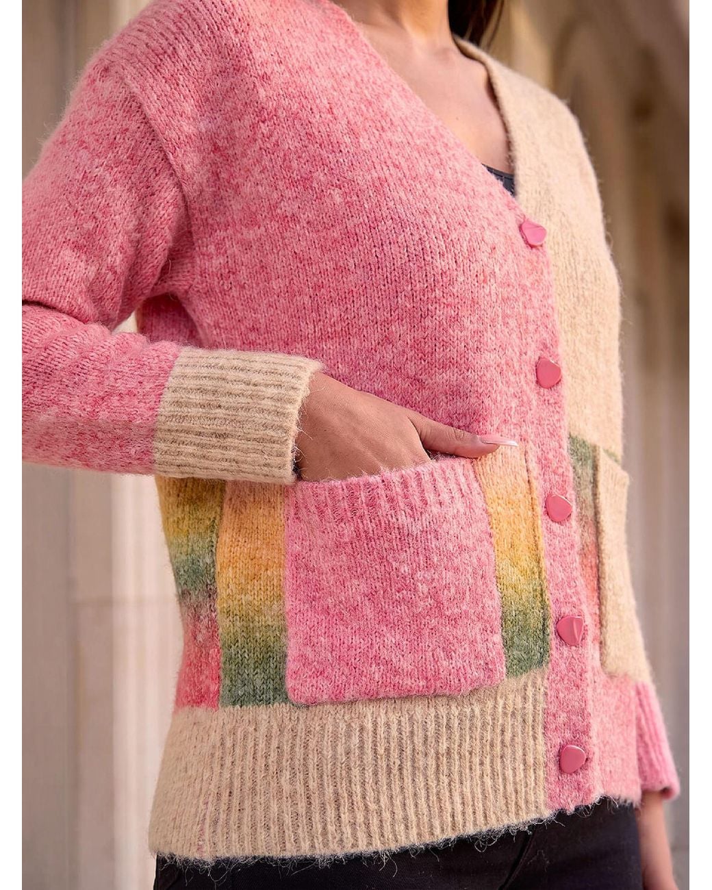 Pokit Romal Roman Petite Pocket Cardigan in Pink | Lyst