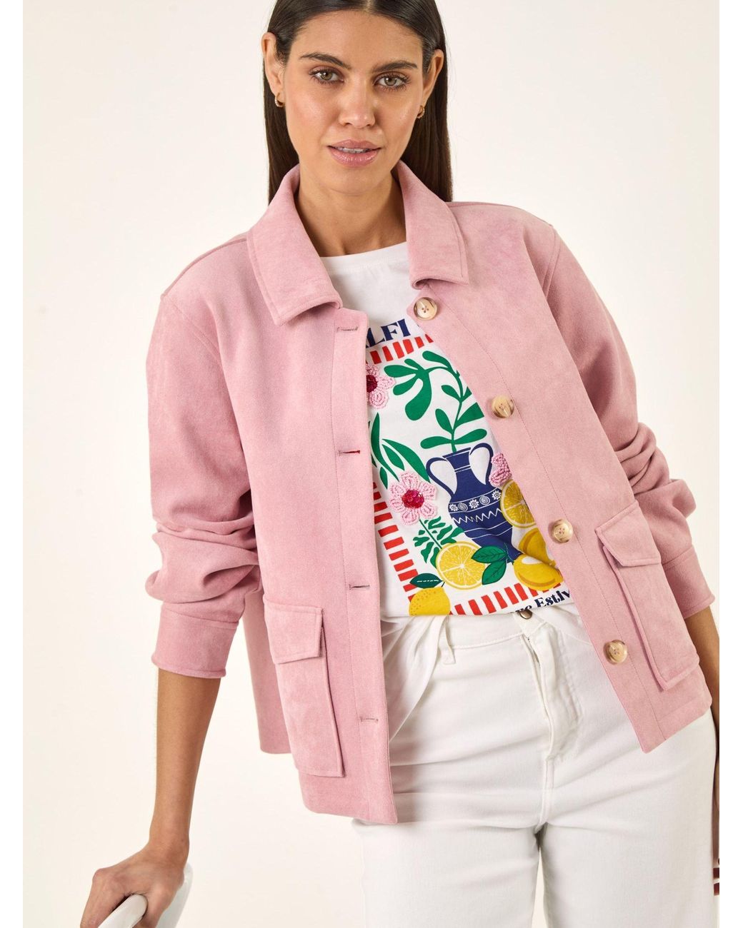 Roman Blue Suedette Button Jacket
