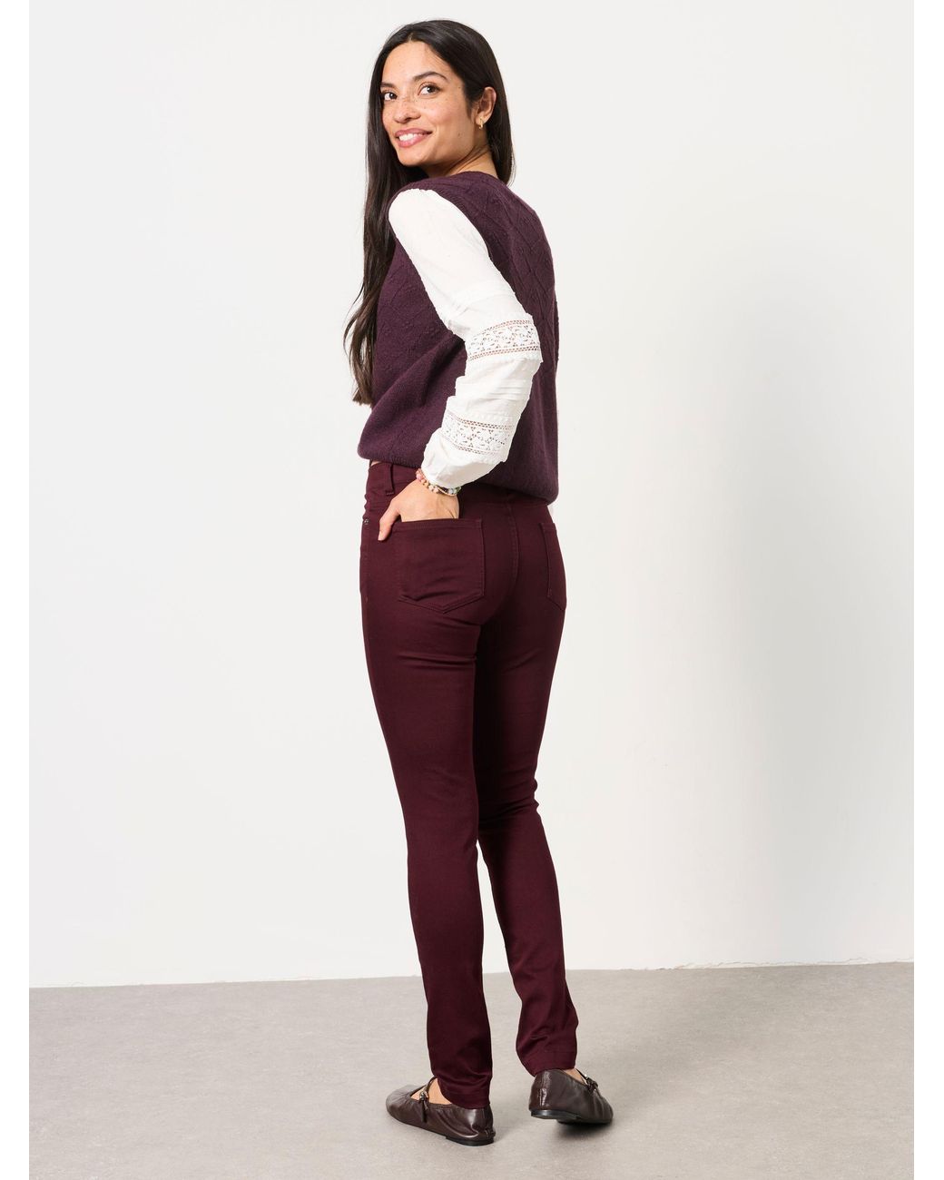 FatFace Red Fatface Hayle Burgundy Petite Five Pocket Jeggings
