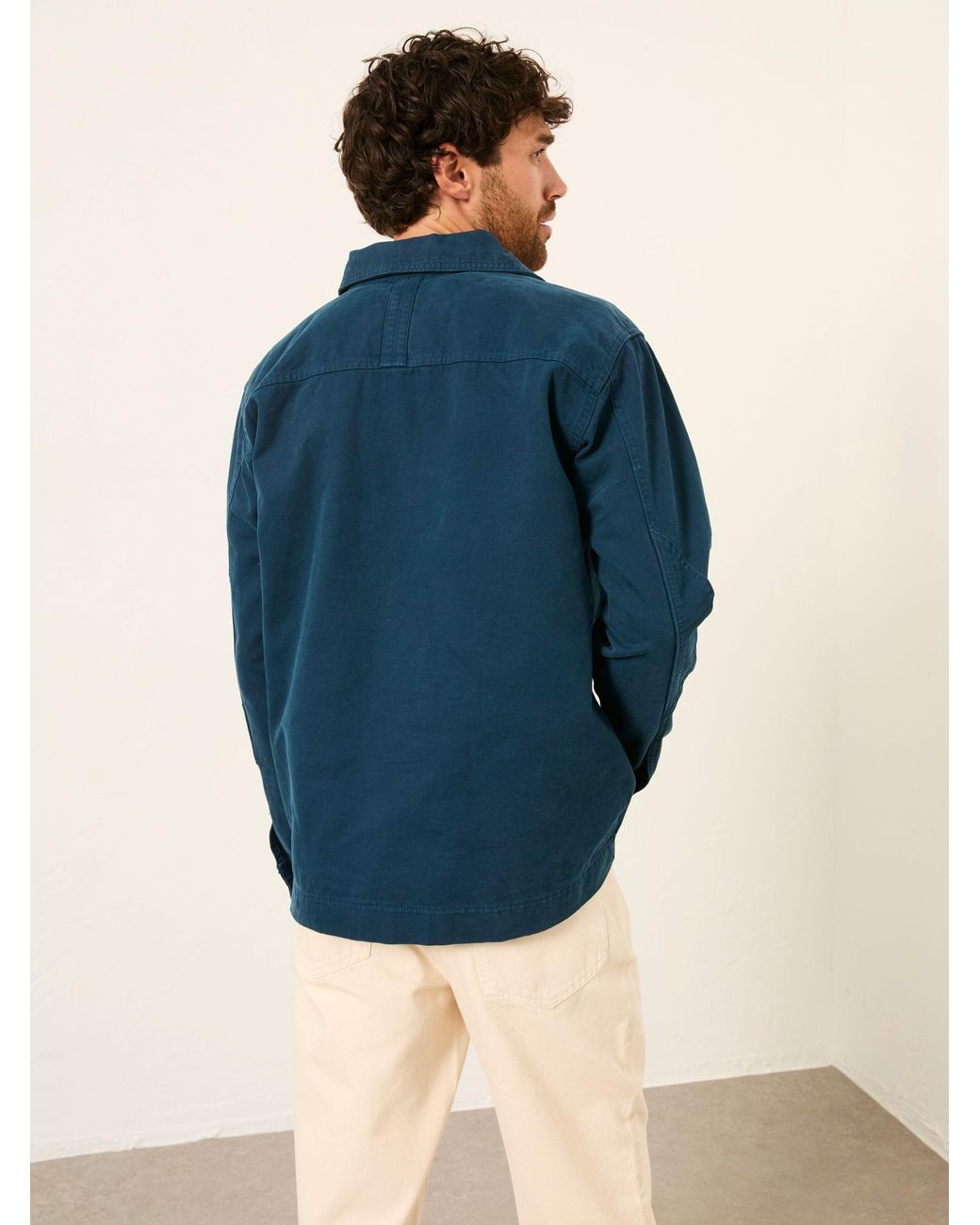 FatFace Blue Canvas Worker Jacket for men