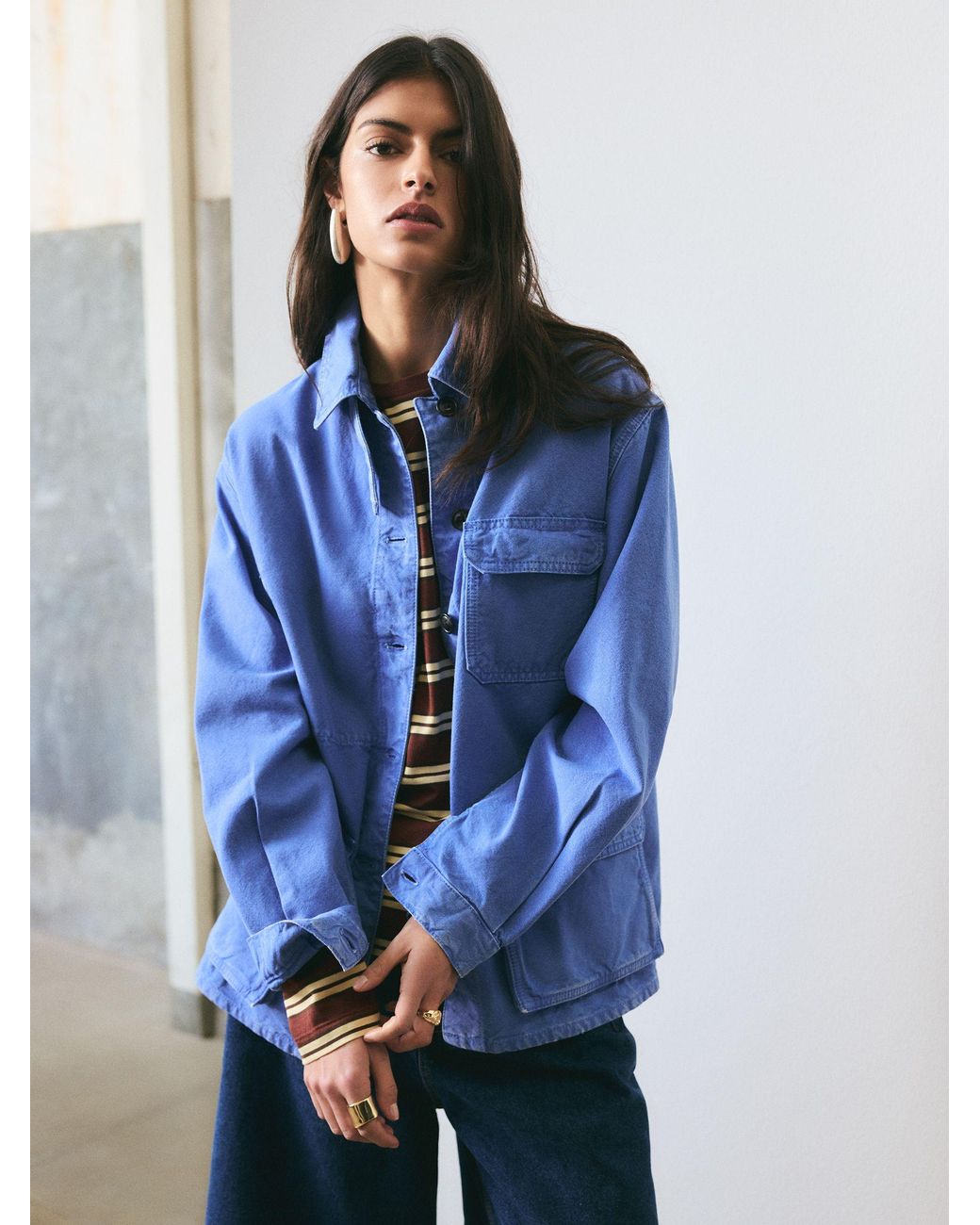 BHOEM Blue Washed Utility Canvas Jacket