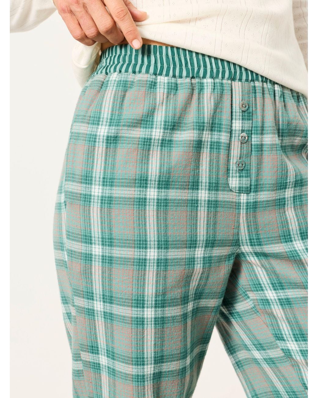 FatFace Green Ruby Check Relaxed Pyjama Bottoms