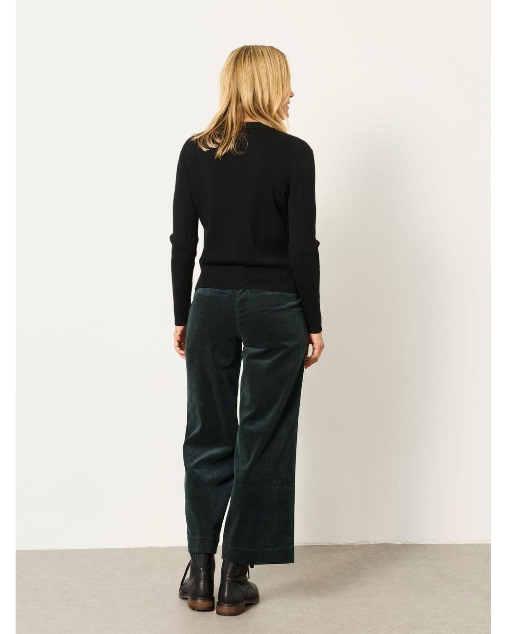 FatFace Black Hove Wide Leg Cord Trousers