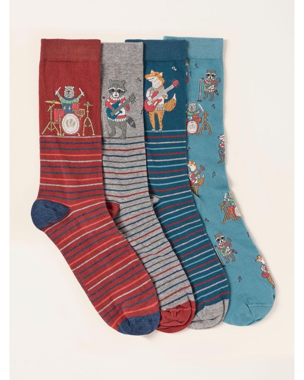 FatFace Blue Fatface Multi 4 Pack Animal Band Socks for men