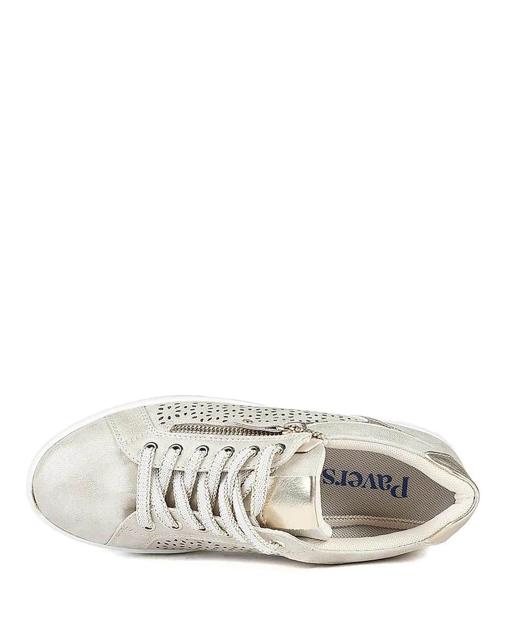 Pavers White Casual Platform Trainers With Side Zip