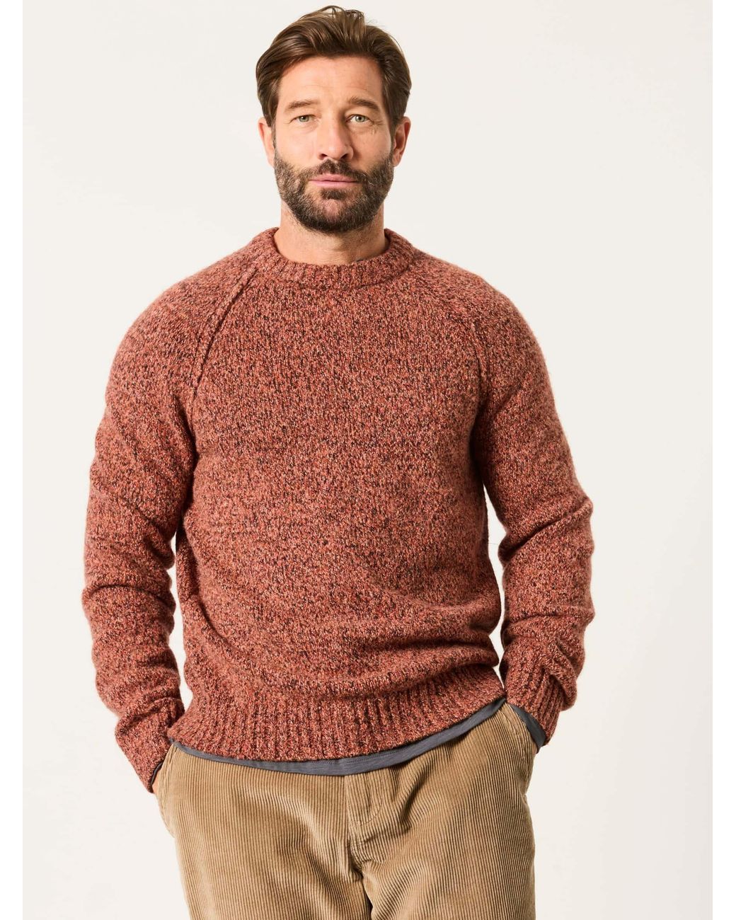 FatFace Brown Deanston Crew Neck Jumper for men