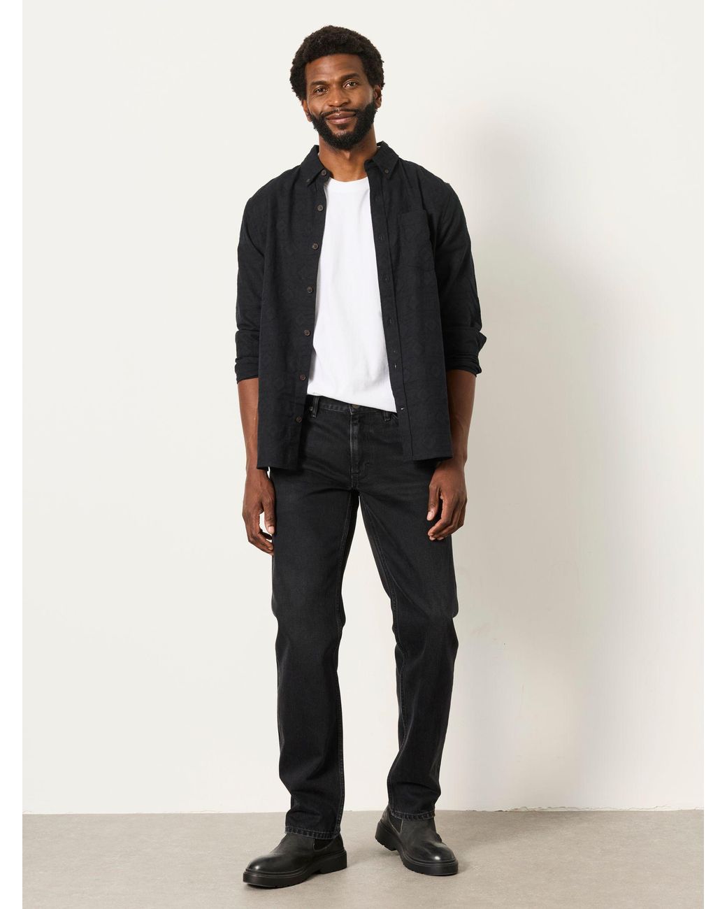 FatFace Black Straight Fit Jeans for men
