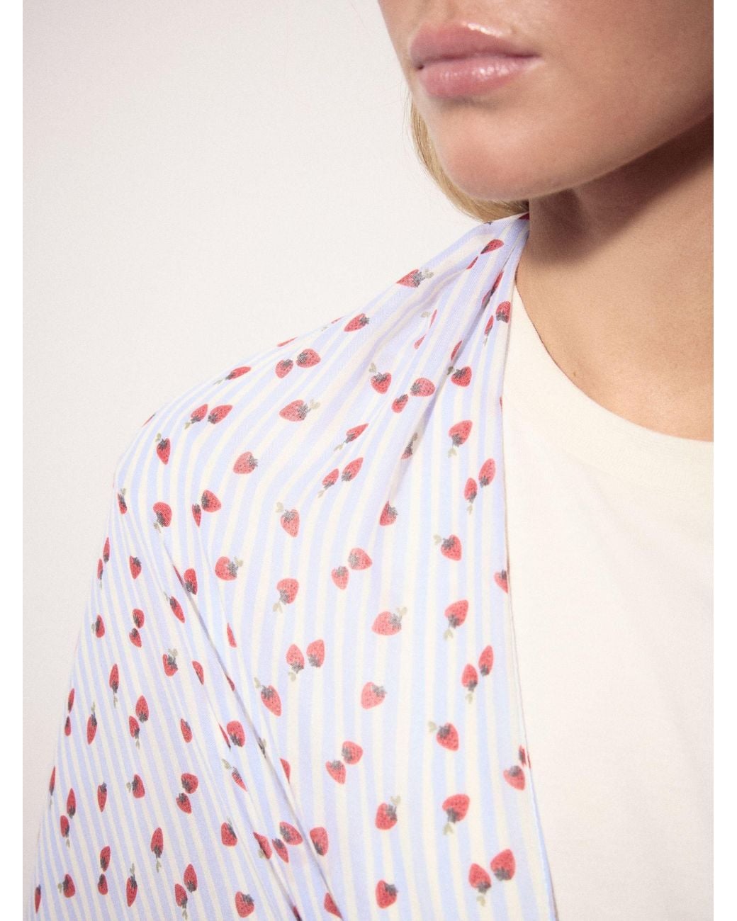 Next White Striped Strawberry Lightweight Scarf