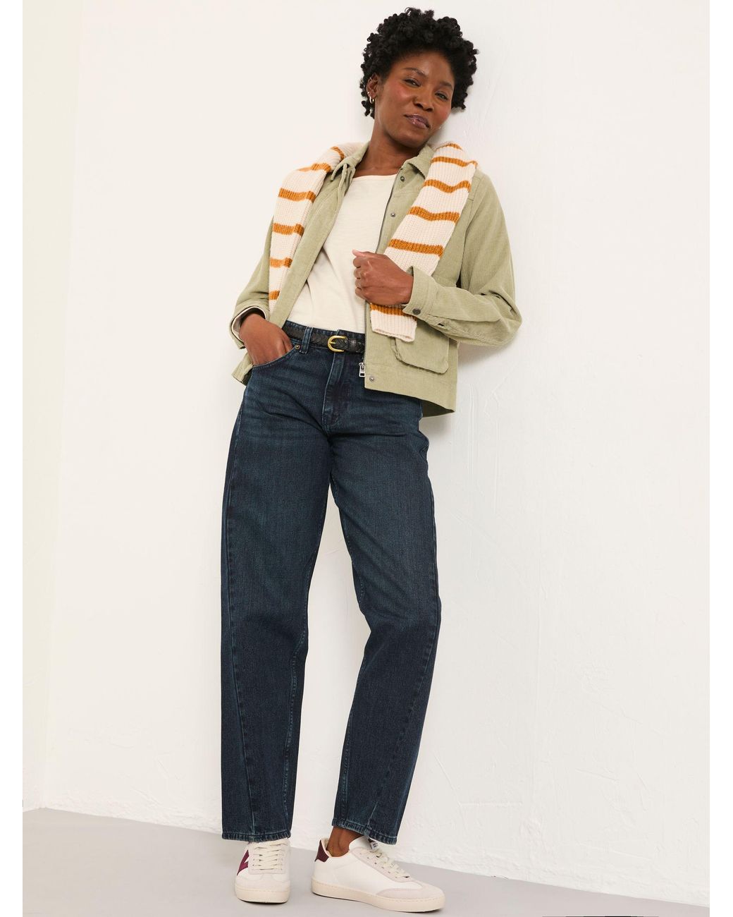 FatFace Blue Roseland Full Length Barrel Leg Jeans