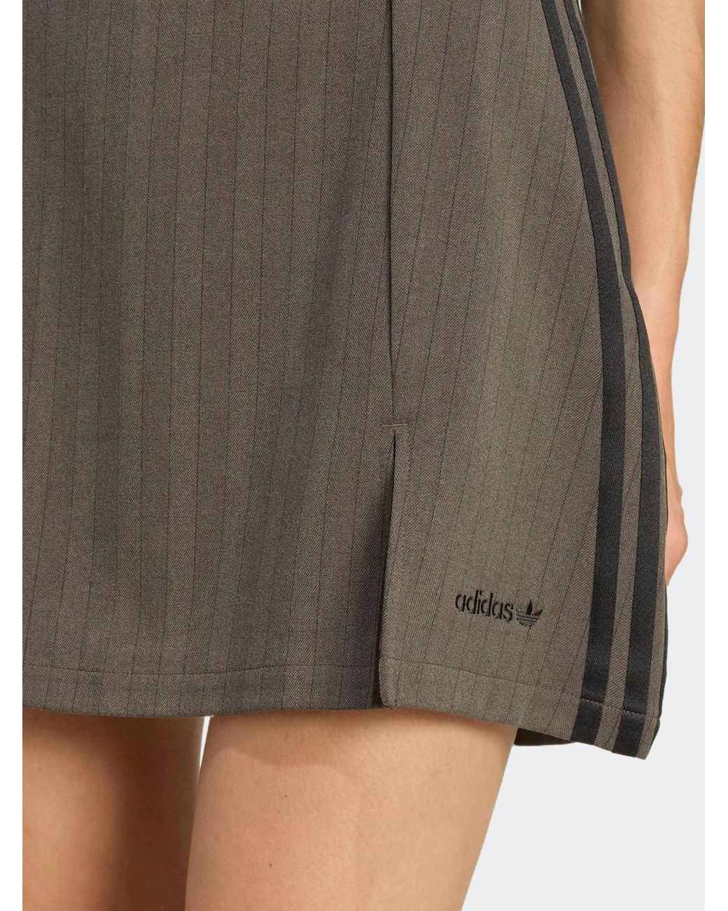 Adidas Originals Natural Pinstripe-Pattern Mini Skirt