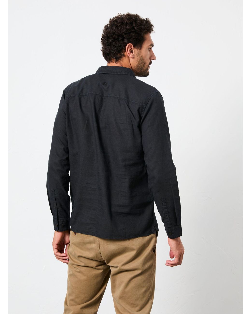 FatFace Blue Bugle Long Sleeve Garment Dye Utility Shirt for men