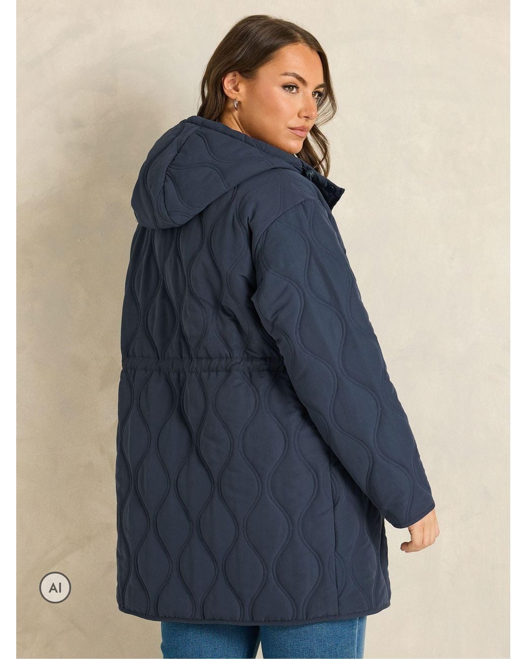 Evans Blue Quilted Short Jacket