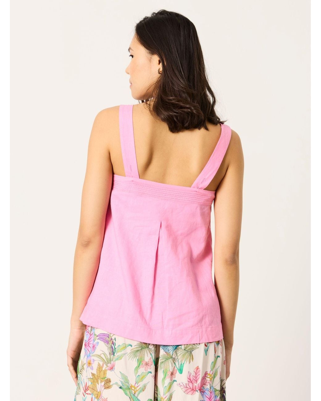FatFace Pink Fatface Joesie Petite Linen Stripe Cami