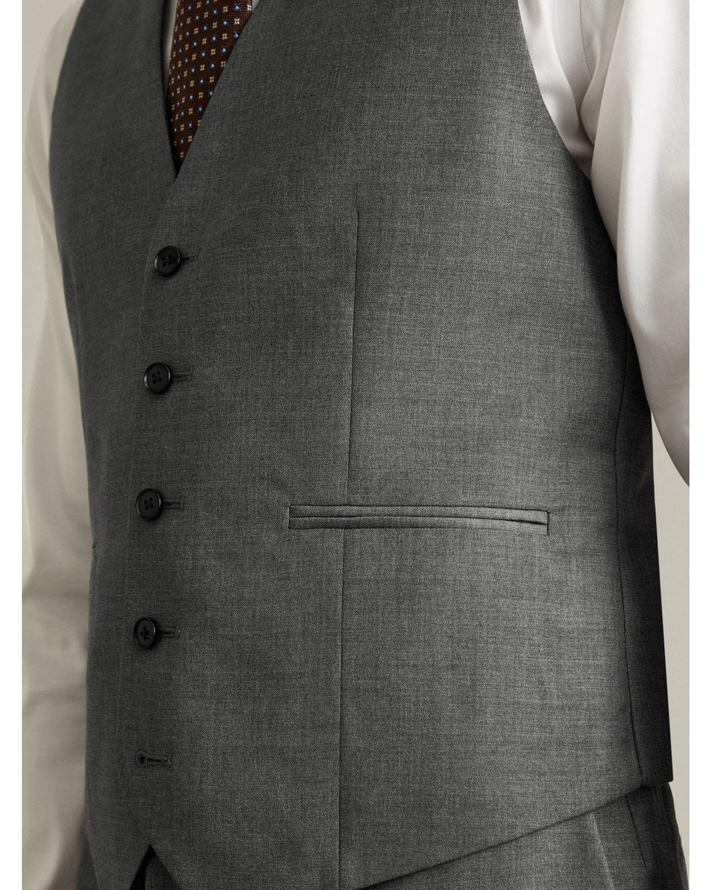 Reiss Gray Slim-Fit Wool Suit Waistcoat for men