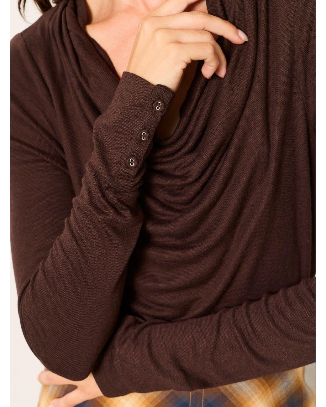 FatFace Black Lola Long Sleeve Cowl Neck Top