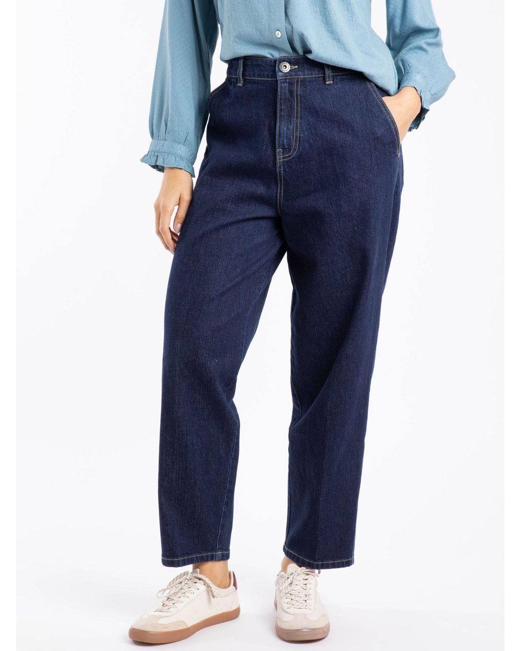 Weird Fish Blue Beryl Barrel Jeans