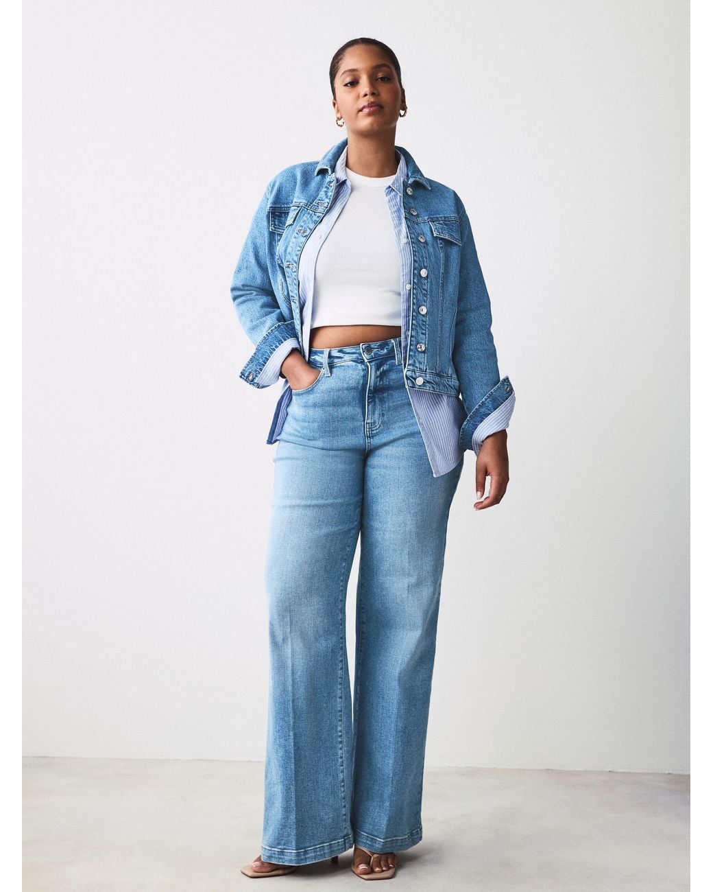 Next Blue Fuller Bust Fitted Denim Jacket