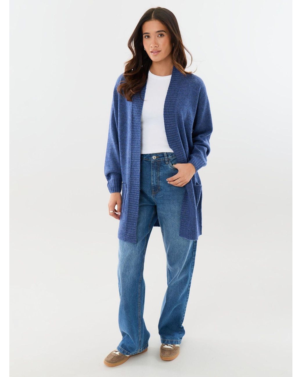 Threadbare Blue Longline Knitted Cardigan