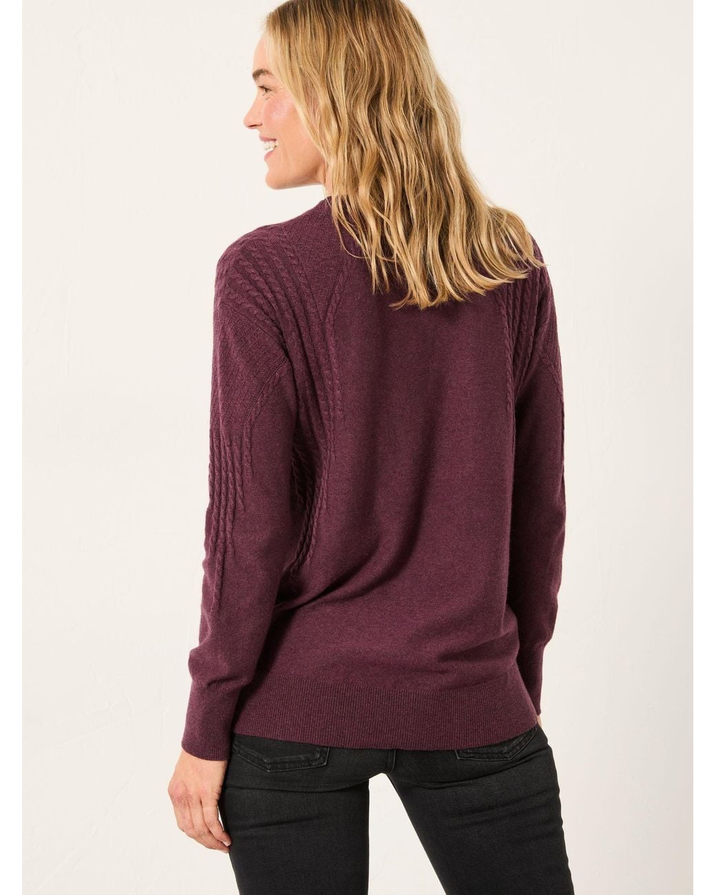FatFace Purple Delphine Fine Gauge Crew Neck Jumper