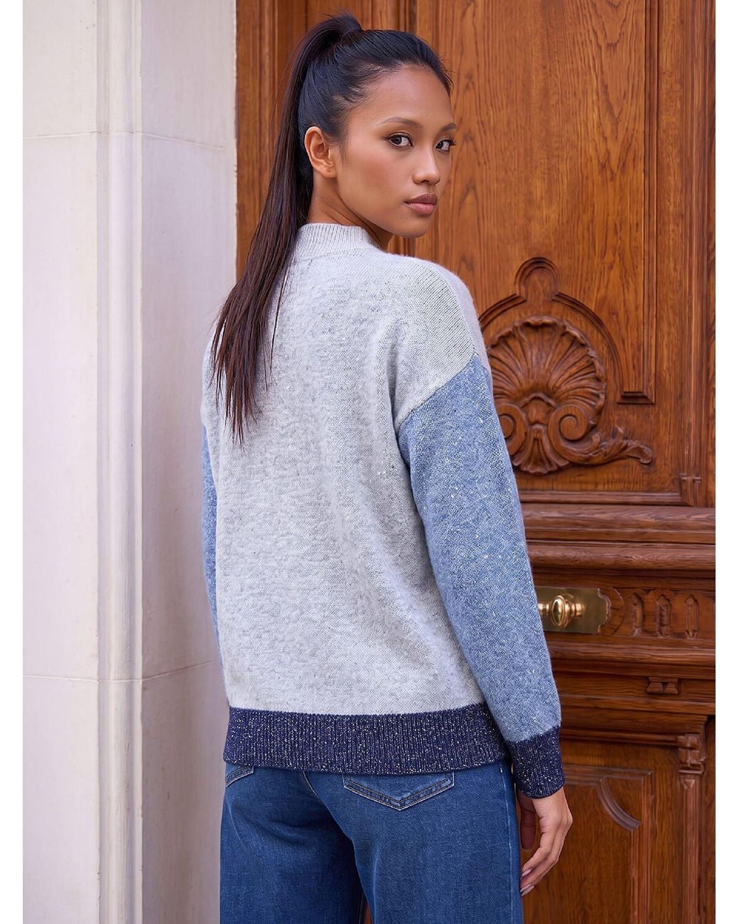 Roman Blue Petite Sequin Jumper