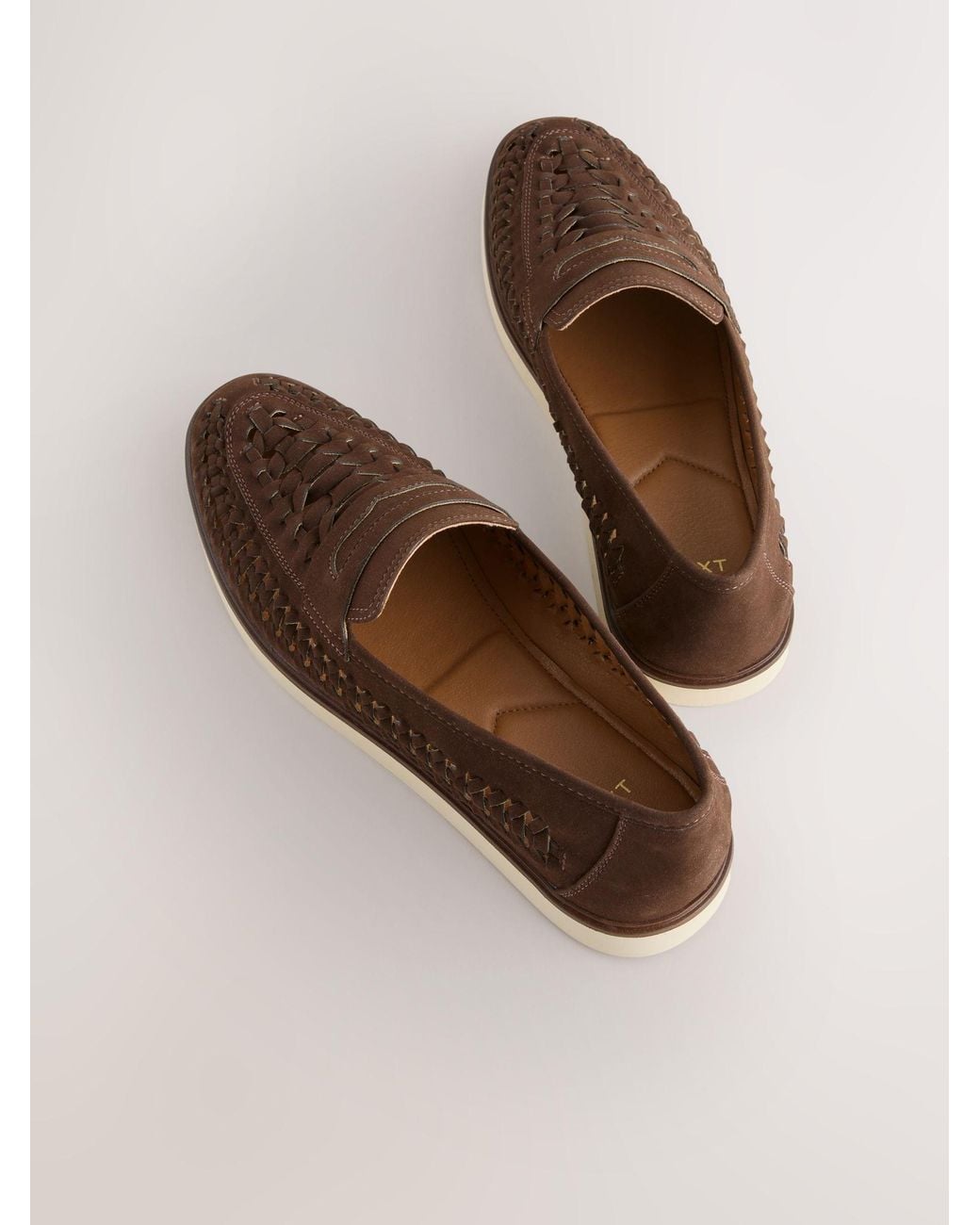 Next Brown Weave Loafers for men