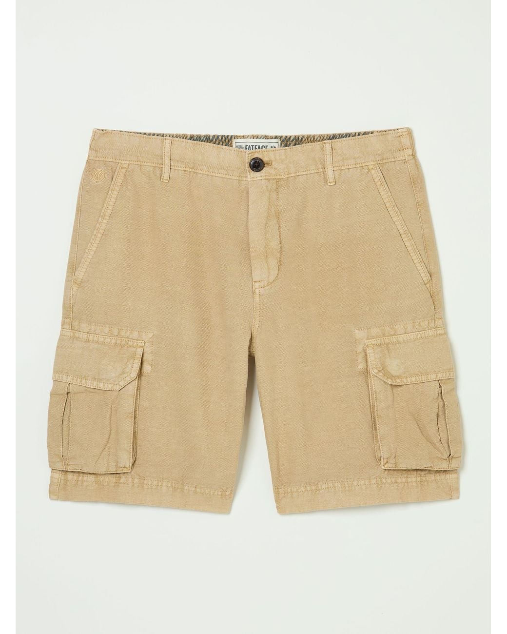 FatFace Blue Cotton Linen Cargo Shorts for men