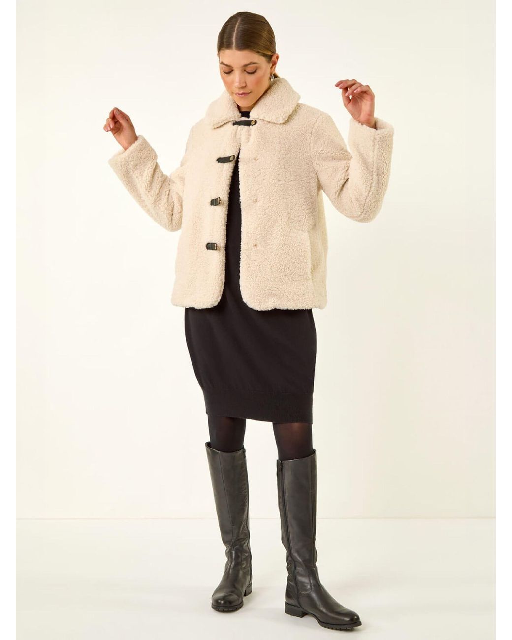 Roman Green Textured Borg Collared Jacket