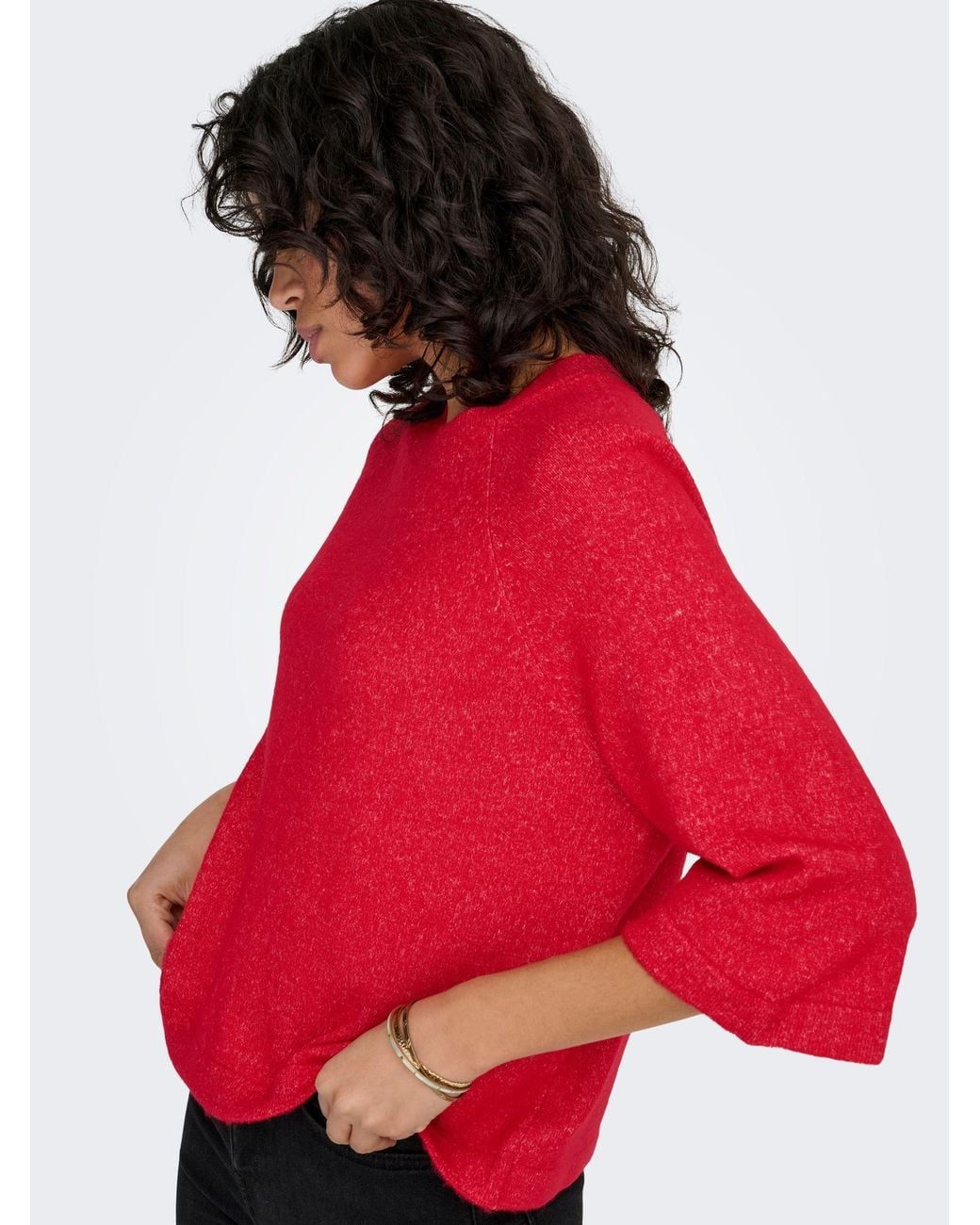 ONLY Red 3/4 Sleeve Jumper