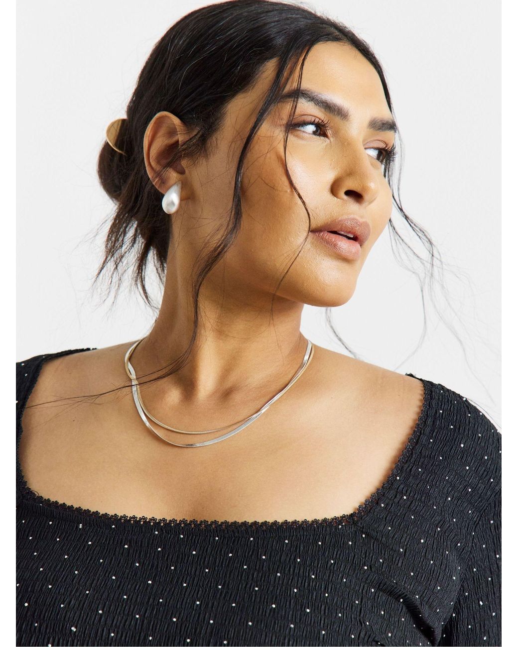 Simply Be Black Hot Fix Square Neck Top