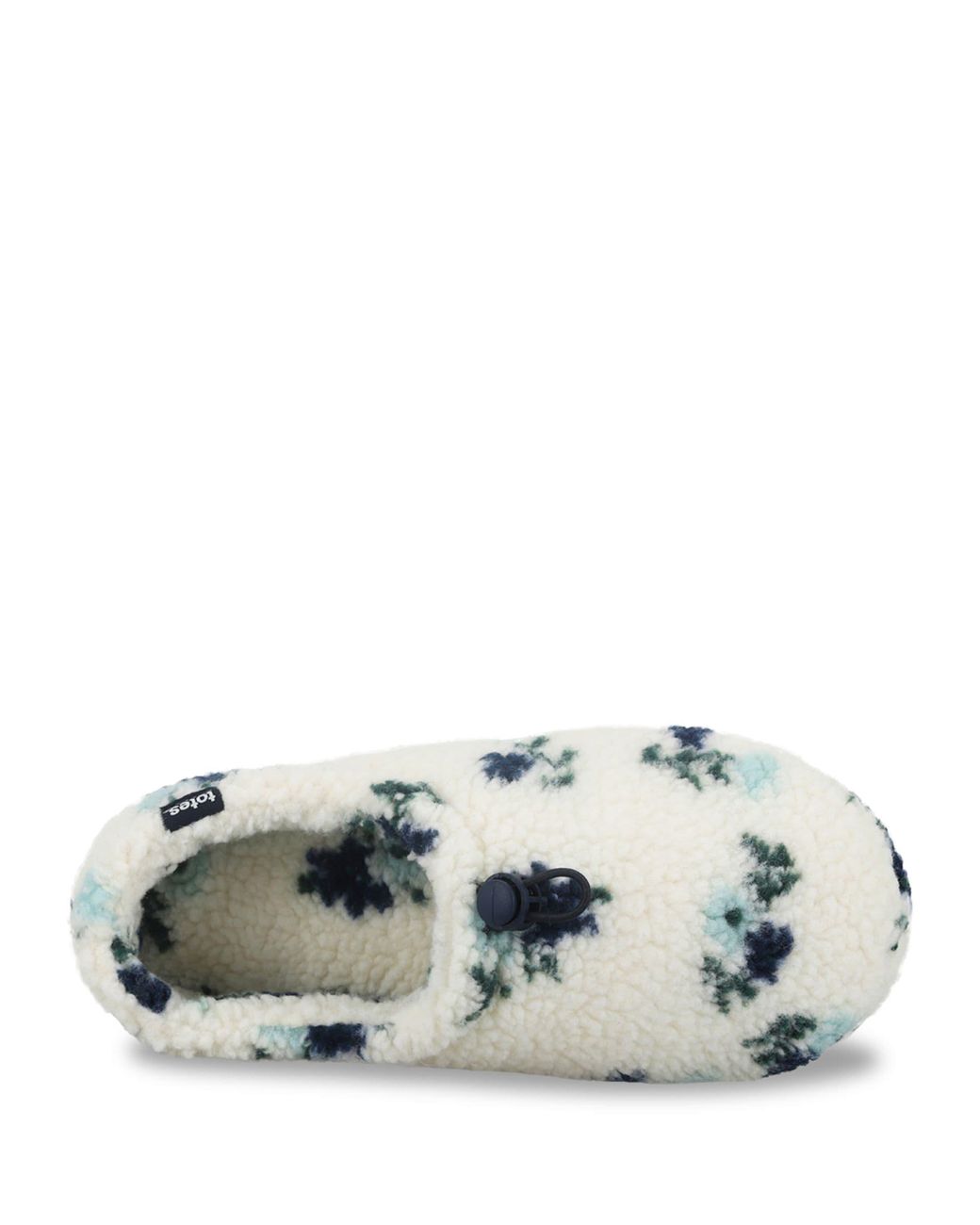 Totes White Borg Full Back Slippers With Toggle