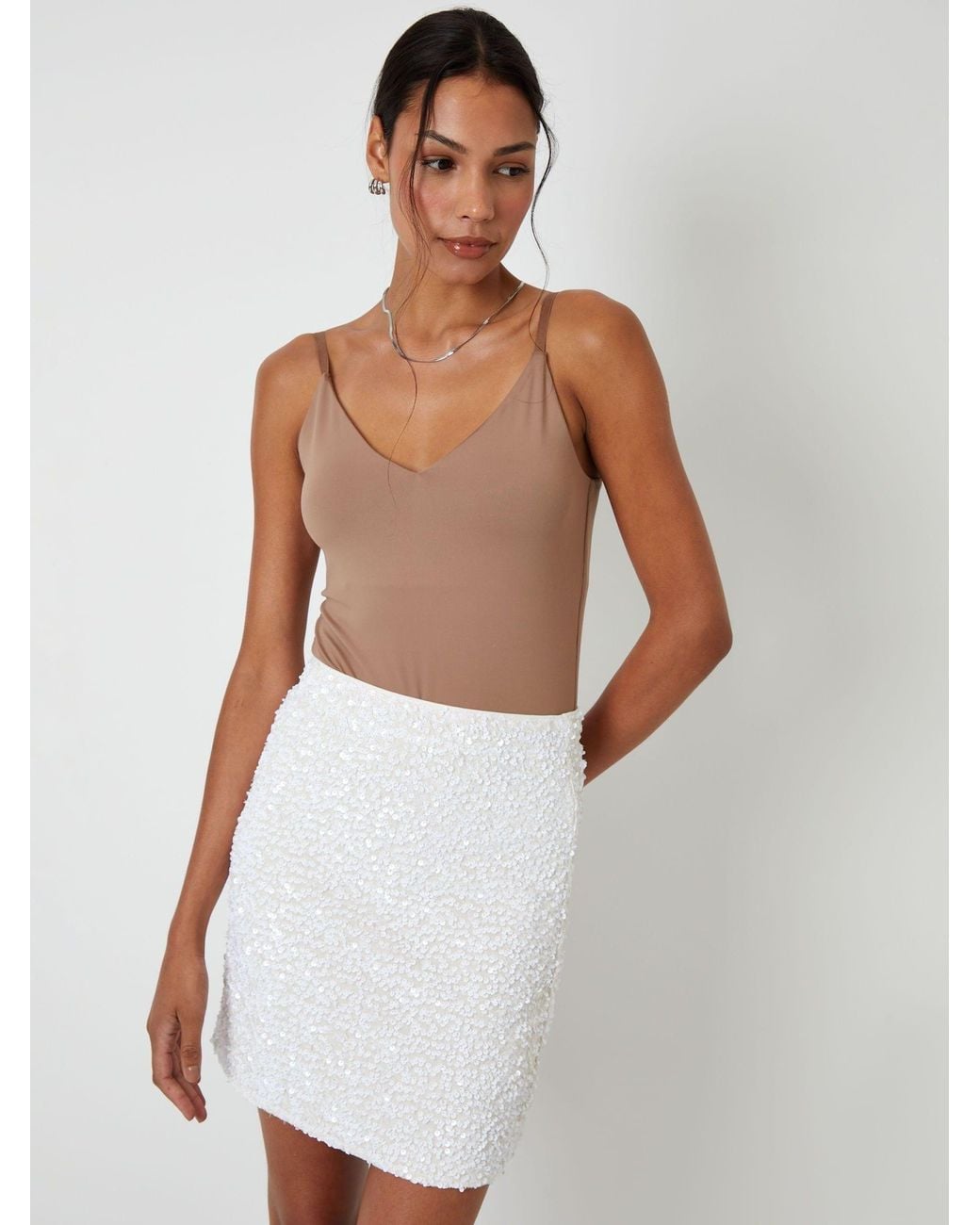 Threadbare Black Sequin Velour Mini Skirt