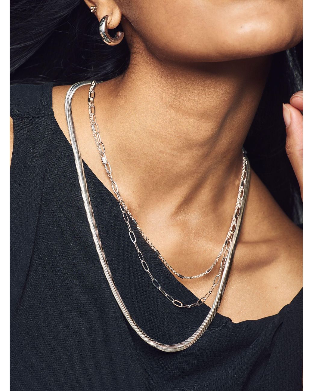 Next Natural Tone 3 Layer Multi Chain Necklace