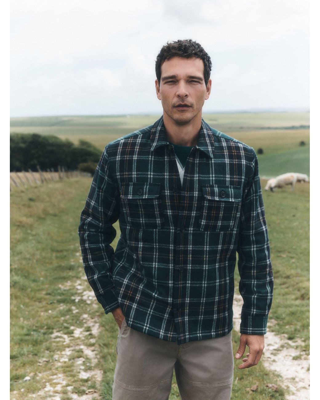 Next Green Dark Borg Lined Check Shacket for men