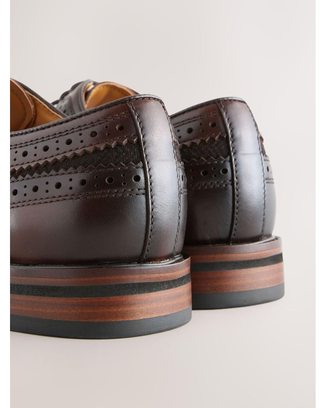 Next Brown Leather Brogue Shoes for men